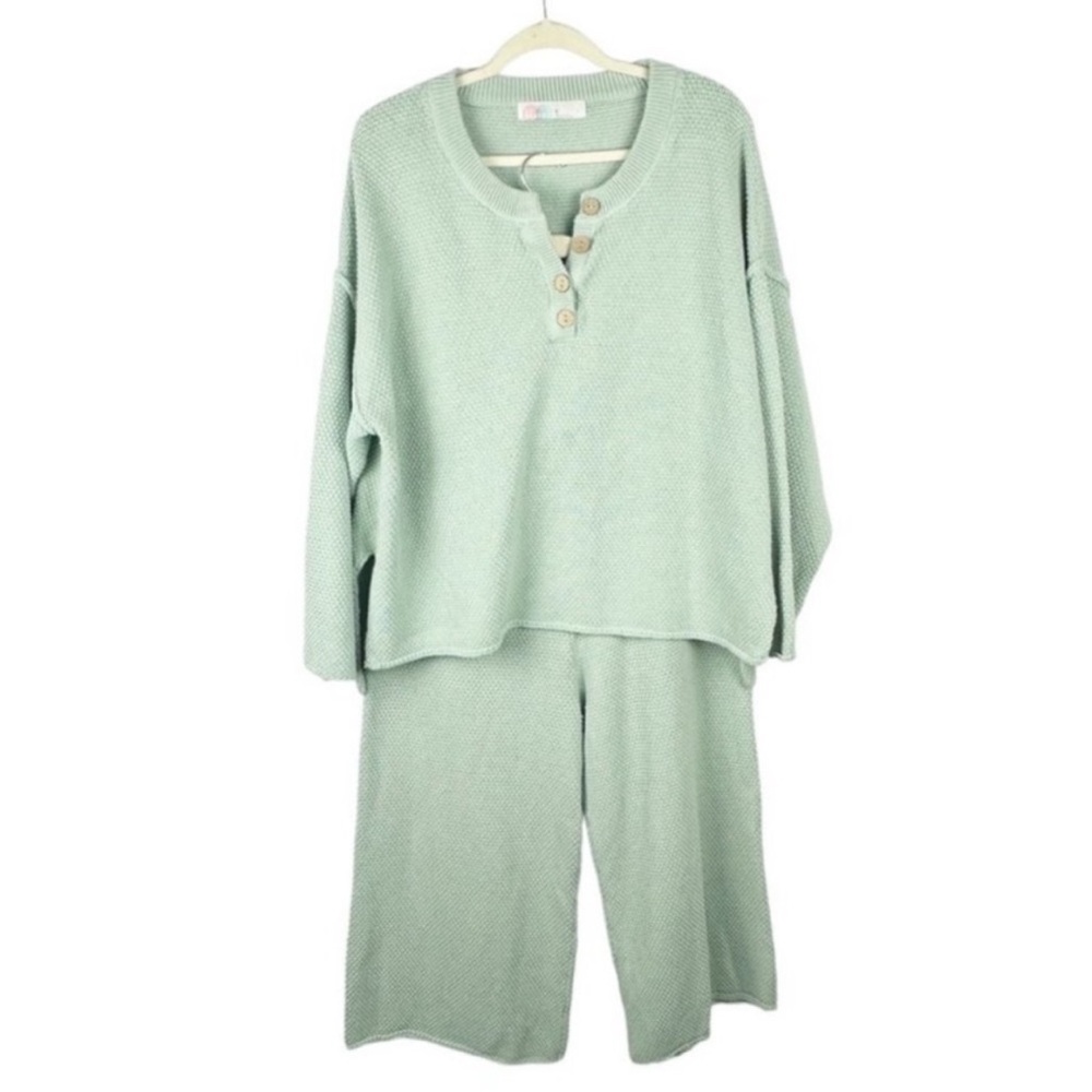 Free People Beach Oversized Chunky Knit Hailee Sweater Set in Green